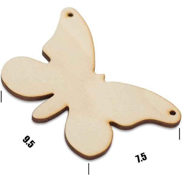 Creative Deco träutskärningar - fjärilsformer att dekorera - 9,5 x 7,5 cm omålad