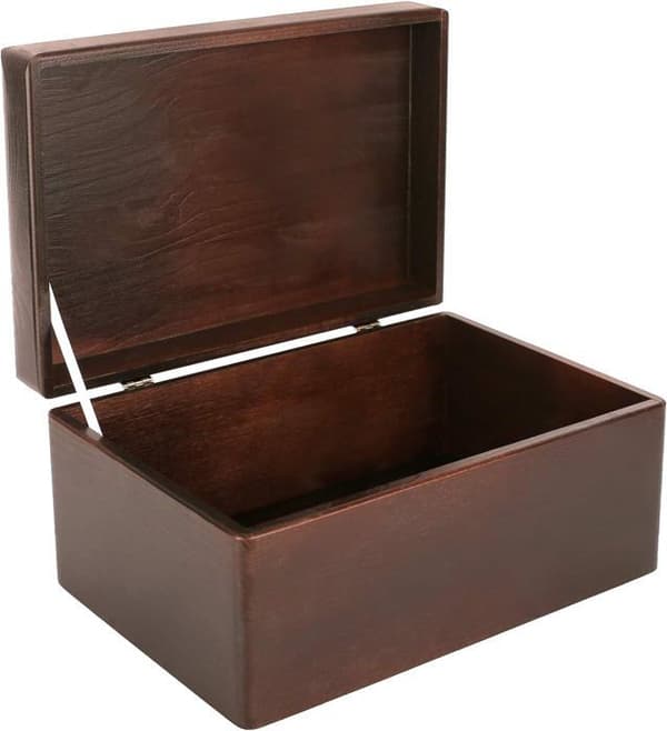 Brun träförvaringslåda - 30 x 20 x 14 cm - med lock - Box Crate Trunk Coff brun