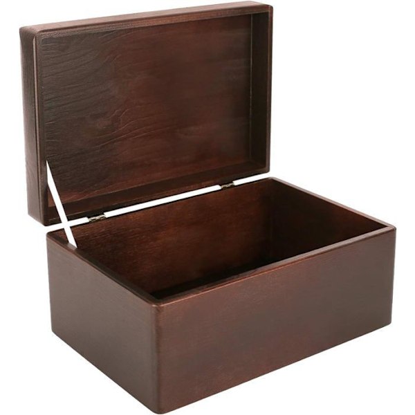 Brun træopbevaringsboks - 30 x 20 x 14 cm - med låg - Box Crate Trunk Coff kastanj