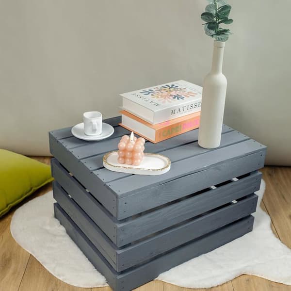 Grå trækasse - CREATIVE DECO - 50 x 40 x 30 cm - Træopbevaring - Trækasse Grå