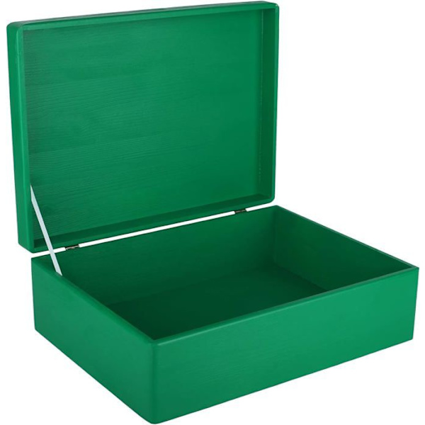 Creative Deco Green Träförvaringslåda - 40 x 30 x 14 cm (+/- 1 cm) - med lock - Trälåda - Box Crate Trunk Trunk Grön