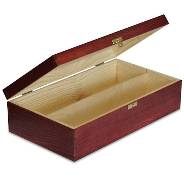 Bourgogneröd trävinlåda Presentförpackning - Creative Deco - 2 flaskor - 35 x 21 x 11 cm Bourgogne