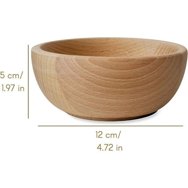 Naturlig træskål - Kreativt hjem - Rund - 12x11,6x4,2 cm - Perfekt til servering af frugt, ris, supper, desserter