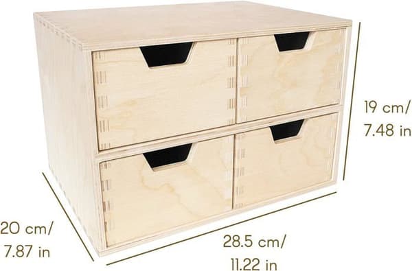Mini trækommode - Creative Deco - 4 skuffer - Perfekt beige kommode til at dekorere og male Beige