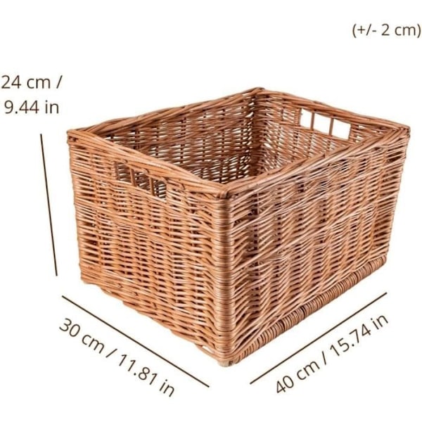 Flettet opbevaringskurv - KREATIVT HJEM - 40 x 30 x 16 cm - Brun - Halm - Naturfiber kastanj