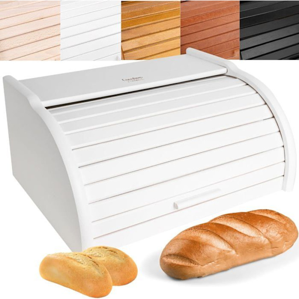 Brödlåda - Kreativt hem - 38 x 28,5 x 17,5 cm - Bokträ - Vit - Modern design Vit