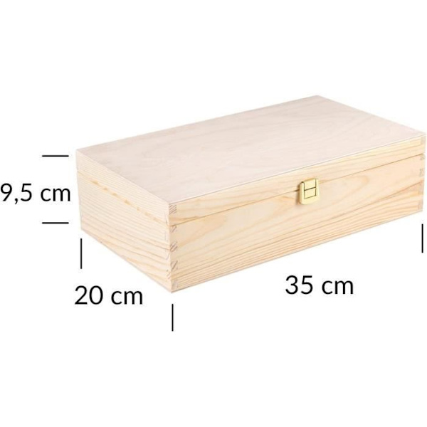 Vinlåda i trä Present omålad | Förvaringslåda | 2 flaskor | 35 x 21 x 11 cm - KREATIV DEKO Naturlig