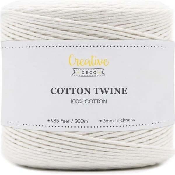 Macramé reb - CREATIVE DECO - 300m - Hvid - 12-lags - Bomuld