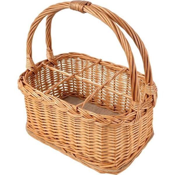 Flaskkorg - CREATIVE HOME - 6 fack - 33 x 23 x 36 cm - Rör - Brun kastanj