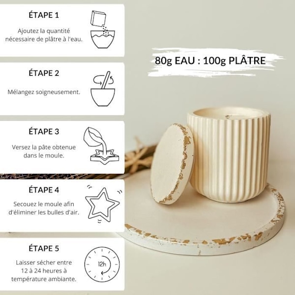 Gips för gjutning - Creative Deco - 3,5 kg - Keramiskt pulver - Alginat - Presentidé Vit