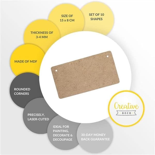 Skyltar Signer - Kreativ Deco - Rektangulär - 150 x 80 mm - MDF - Rundade Kanter