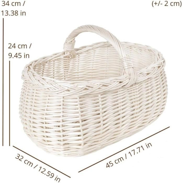 Picknickkorg - Kreativt hem - 45 x 32 x 34 cm - Naturvit - Handvävd Vit