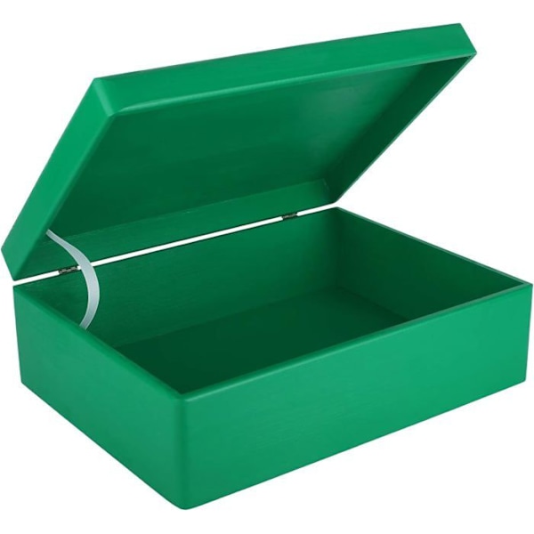 Creative Deco Green Träförvaringslåda - 40 x 30 x 14 cm (+/- 1 cm) - med lock - Trälåda - Box Crate Trunk Trunk Grön
