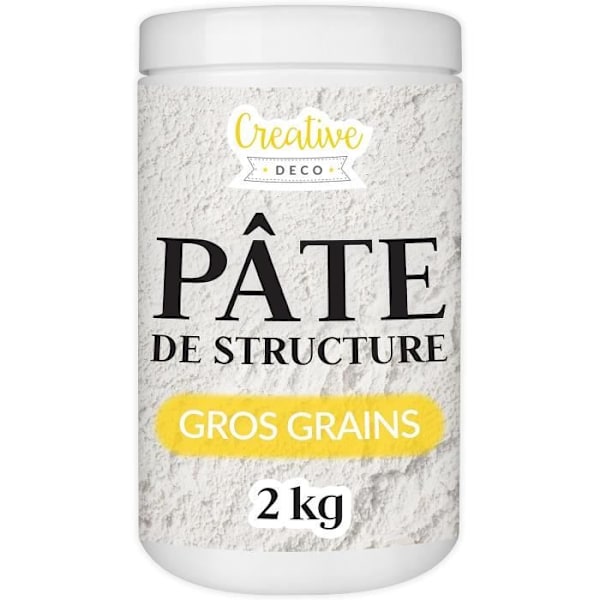 Creative Deco Large Grain Texture Paste 2 kg - Reliefpasta för akrylmålning - Textured Paste - Modellering Vit