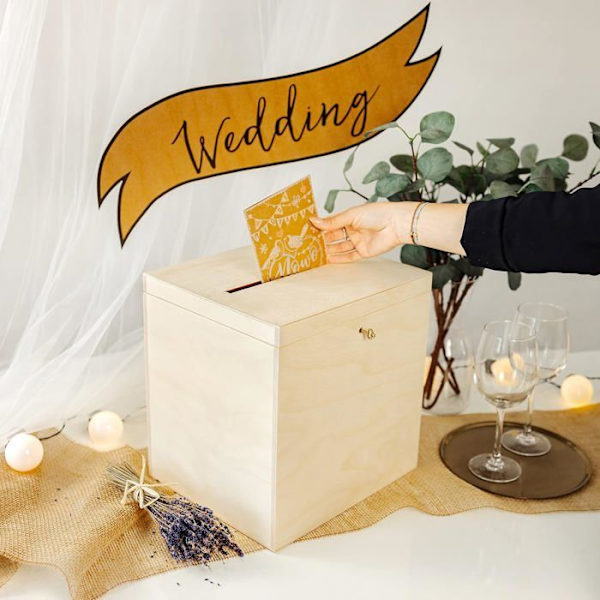 Luonnonpuinen kirjekuorilaatikko - CREATIVE DECO - Hääuurna - Kirjemuistolaatikko Beige