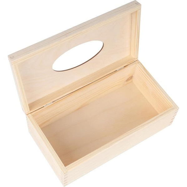 Tissue Box - Creative Deco - Rektangulär - Naturligt trä - 25,5 x 13,5 x 9 cm - Kontor/badrum Naturlig