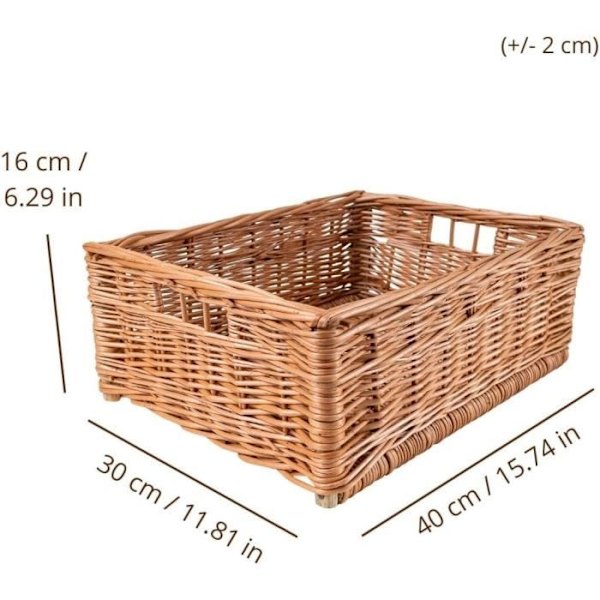 Flettet opbevaringskurv - KREATIVT HJEM - 40 x 30 x 16 cm - Brun - Halm - Flettet - Naturfiber kastanj