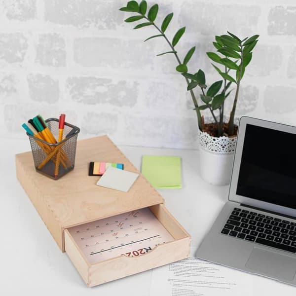 Mini trækommode - Creative Deco - 1 skuffe - 33x25x7 cm - Kontororganisator Opbevaring Beige