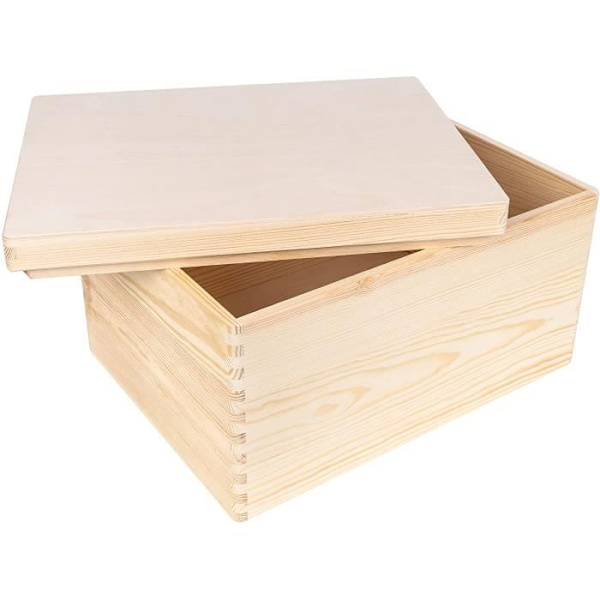 Creative Deco opbevaringsboks i træ - 40 x 30 x 22 cm - Tilpasset mindeboks Beige