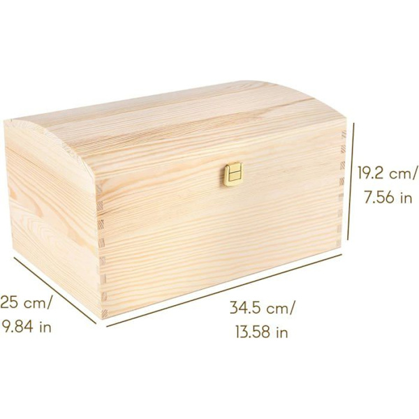 Creative Deco Large Chest Julförvaringslåda i omålat trä | 34,5 x 25 x 19,2 cm omålad