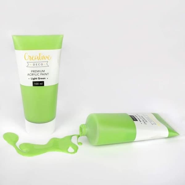 Creative Deco Akrylfärg Ljusgrön | Tub 100 ml | Barnfärg | Målarcanvas | Träfärg Grön