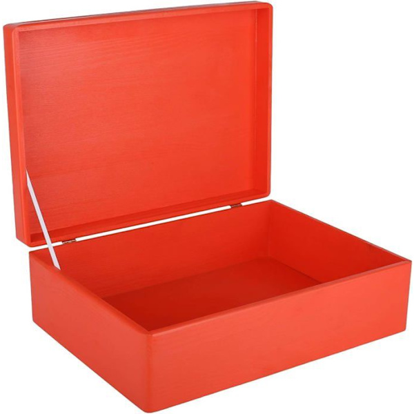 Creative Deco Röd Träförvaringslåda - 40 x 30 x 14 cm (+/- 1 cm) - med lock - Trälåda - Lådlåda Trunk Coffr Röd
