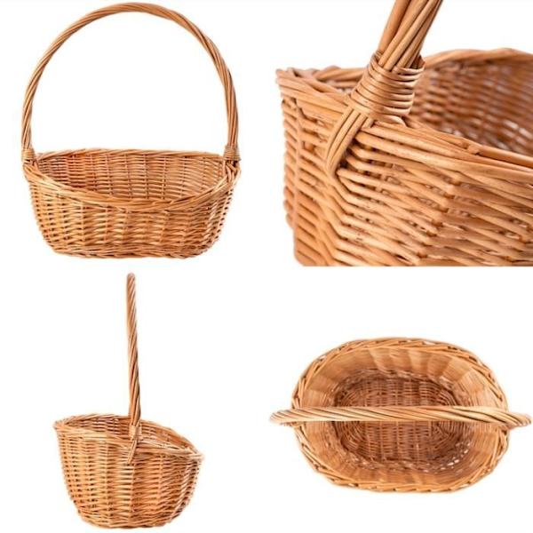 Flettet kurv | Fyldt kurv | Gavekurv | Dekorativ kurv | 37x30x37cm (+/-1cm) | Håndvævet | Alsidig og holdbar kastanj