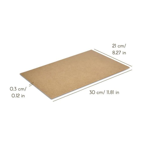 Råträpanelskiva - 25 x A4 MDF 300 x 210 x 3 mm - Idealisk för gör-det-själv, laserskärning, CNC-router, modellering Naturlig