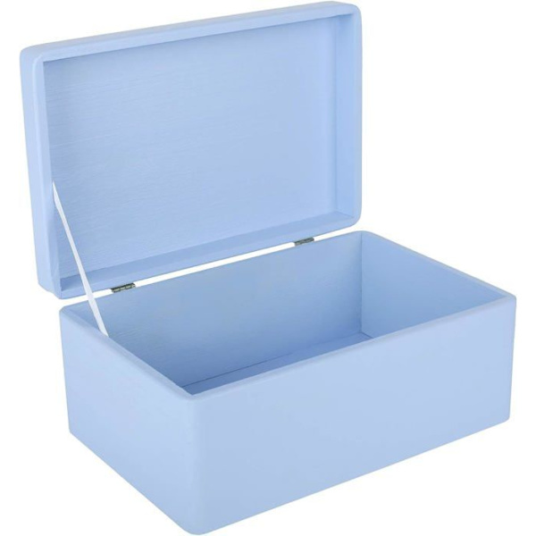 Blå träförvaringslåda - Creative Deco - 30 x 20 x 14 cm - med lock - Box Crate Trunk Chest Blå