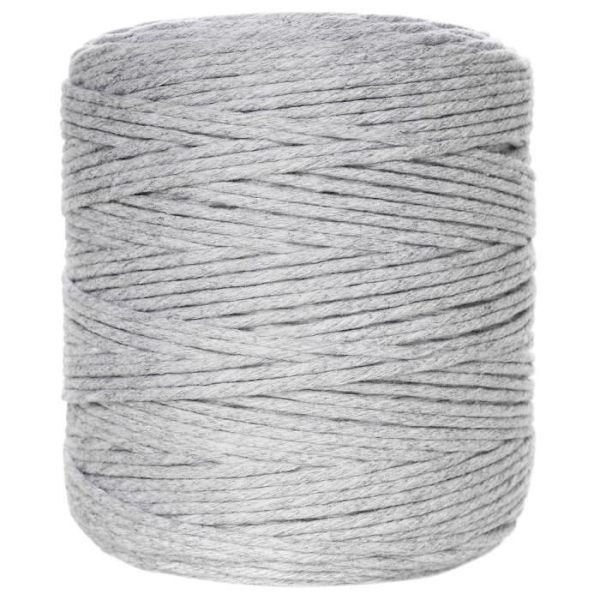 3mm x 200m Lysegrå Macramé-reb - bomulds- og polyestertråd - (+/-) 0,5 mm tykkelse - Naturlig ledningsgarn