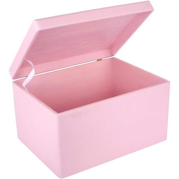 Creative Deco XXL Rosa förvaringslåda i trä - 40 x 30 x 24 cm - med lock Rosa