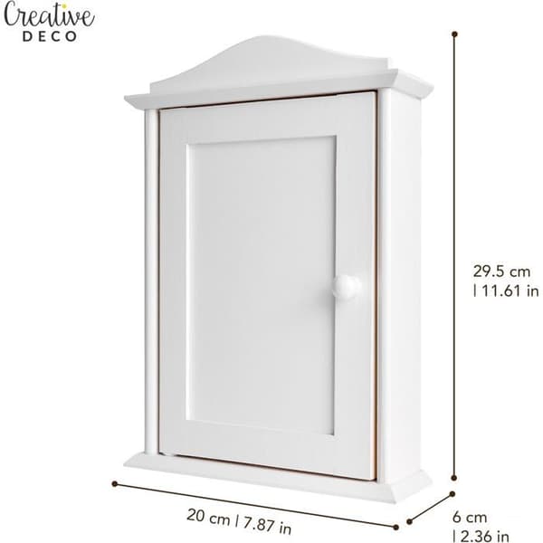 Väggmonterad nyckelskåp i trä - CREATIVE DECO - Creative Deco - Vit - 6 krokar - 20 x 6 x 29,5 cm Vit
