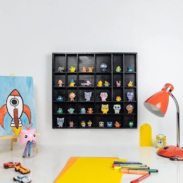 Skuffeorganisator - KREATIVT HJEM - Sort træbakke Vitrineskab - 28 rum - 44,5 x 40 x 3 cm Svart