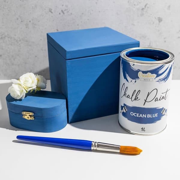 Ocean Blue Chalk Paint - CREATIVE DECO - 1L - Matta ja pestävä Havsblå