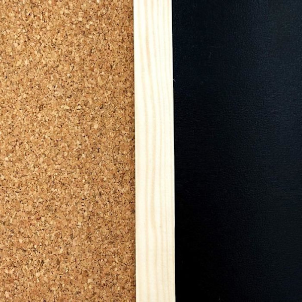 Magnetisk korkplade - 90 x 60 cm - og sort skiferkridt - Fyrretræ - Panel til kontor