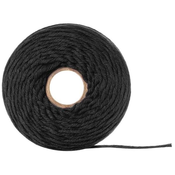 Corde Macramé - Creative Deco - 3mm x 200m - Svart Bomull - 15 Flätningar - Tjocklek 0.5mm Svart