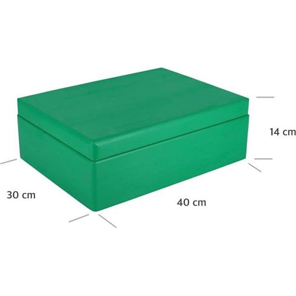 Creative Deco Green træopbevaringsboks - 40 x 30 x 14 cm (+/- 1 cm) - med låg - Trækasse - Box Crate Trunk Trunk Grön