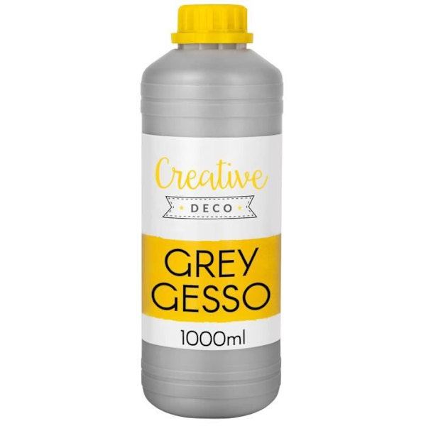 Creative Deco Grey Acryl Gesso Additiv | 1L | Underlag | Primer og flydende klargøring af akrylmaling
