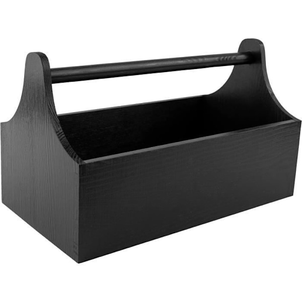 Sort træværktøjskasse med håndtag - CREATIVE DECO - 34 x 18 x 20,5 cm - Opbevaring - Gaveæske Svart