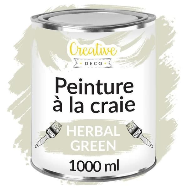 Grøn Grå Kridtmaling - Creative Deco - 1L - Mat og vaskbar - Møbelrenovering Grågrön