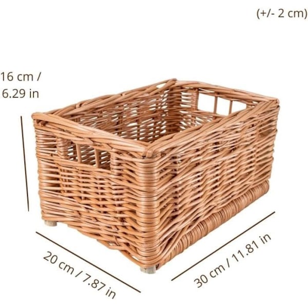 Creative Home Wicker Storage Basket | 30 x 20 x 16 cm | Flätad förvaringslåda | Flätad förvaringskorg | Korg kastanj