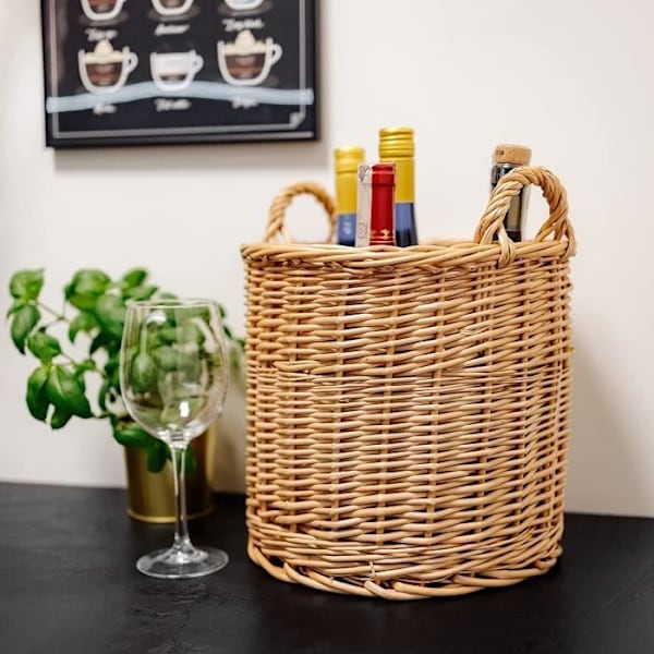 Creative Home Wicker Basket | 26 x 26 x 30 cm (+-- 2 cm) Blomkruka Förvaring | Flätad blomkruka | För frukt eller tvätt kastanj