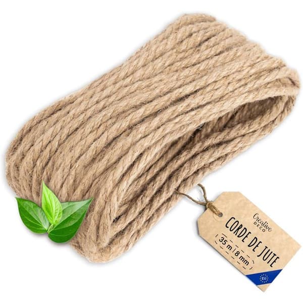 Creative Deco 35m Jute Snöre Tjocklek 8mm beige