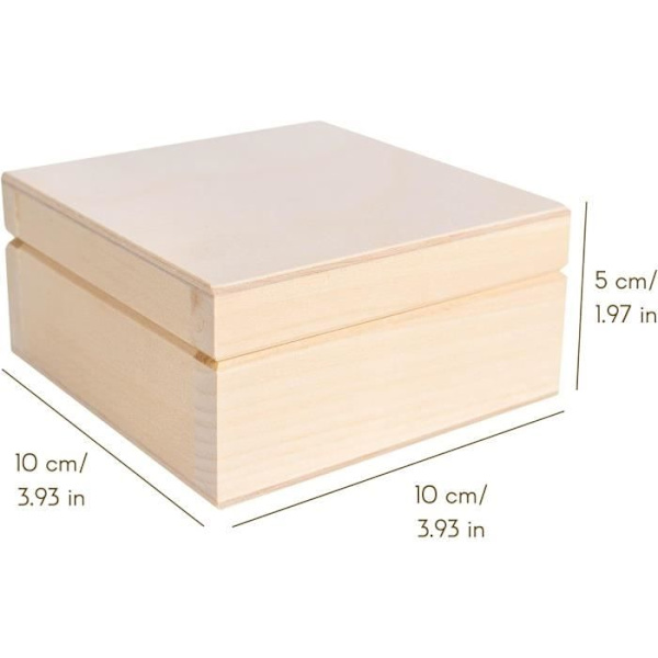 Puinen kannellinen laatikko - Creative Deco - Pieni - Luonnollinen - 10 x 10 x 5 cm Naturlig