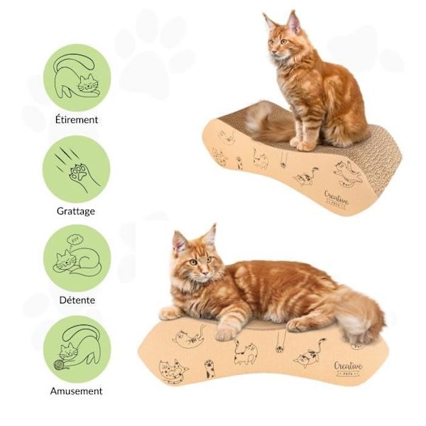Creative Pets Cat Scratching Post 57 x 21 x 16 cm | Dubbelsidig kattskrapa | Skyddar dina möbler | Beständig och hög kvalitet Ljusbrun