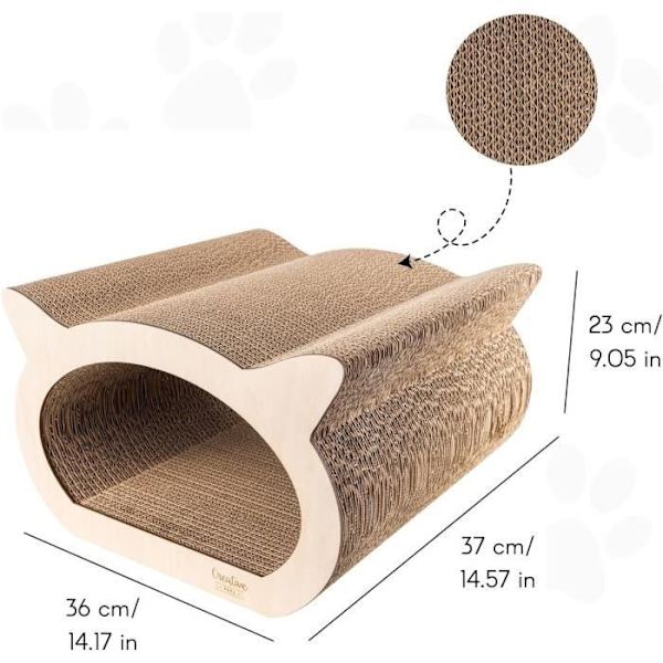 Kreative Kæledyr Kat Kradsestolpe 37 x 36 x 23 cm + Paphus | Cat Scratcher forstærket med krydsfiner | Møbelbeskytter kastanj