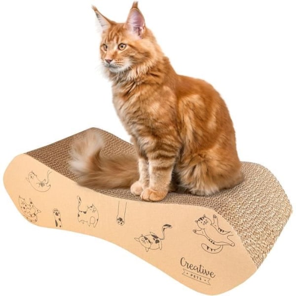 Creative Pets Cat Scratching Post 57 x 21 x 16 cm | Dubbelsidig kattskrapa | Skyddar dina möbler | Beständig och hög kvalitet Ljusbrun