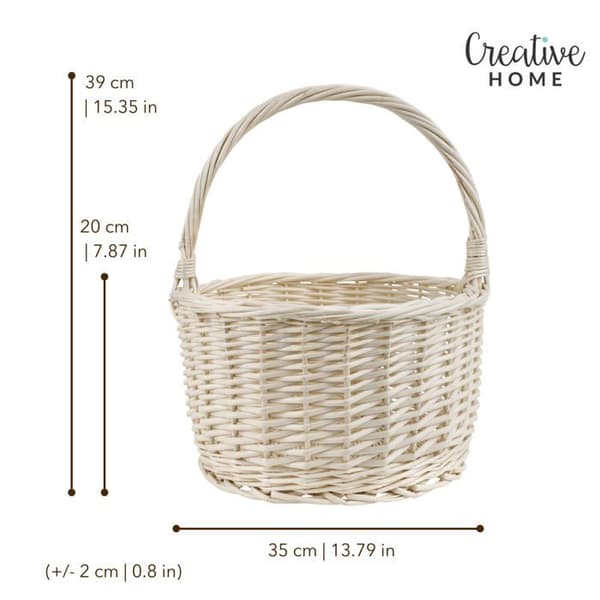 Förvaringskorg - CREATIVE HOME - Klassisk - Handflätad - Vit - 35 x 35 x 39 cm Vit