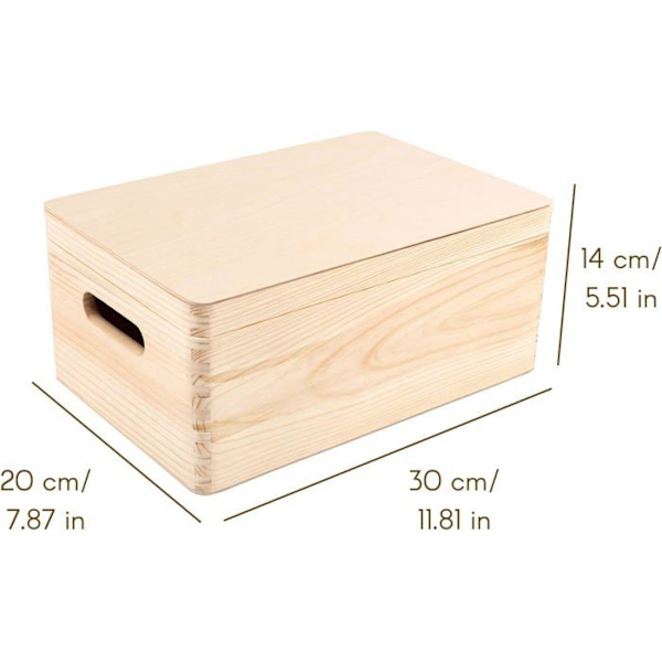 Creative Deco Förvaringslåda i trä 30x20x14cm | Naturligt | Omålad | Crate Trunk att dekorera Naturlig