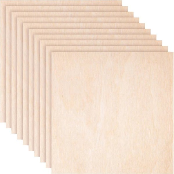 Luova Deco 10x Vaneri 3mm Neliö 400x400mm | Raaka Koivu Cricutille, Pyyhkijälle, Kaiverrukselle, Laserleikkaukselle, Mallille Naturligt beige